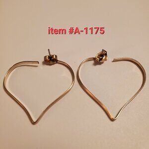 1Pair of  Gold heart shape earrings, item# A -1175, wt .2 grams.